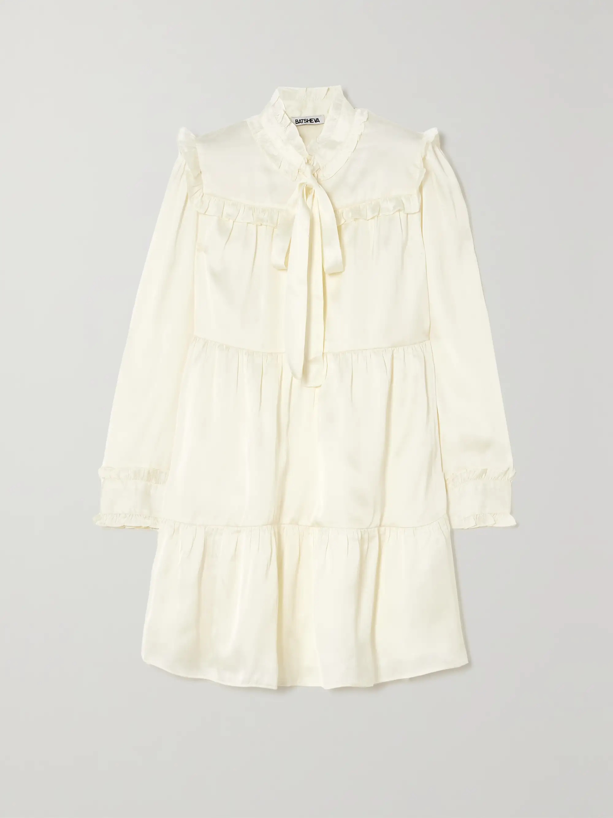 Mina tie-detailed ruffled tiered satin mini dress | NET-A-PORTER (US)