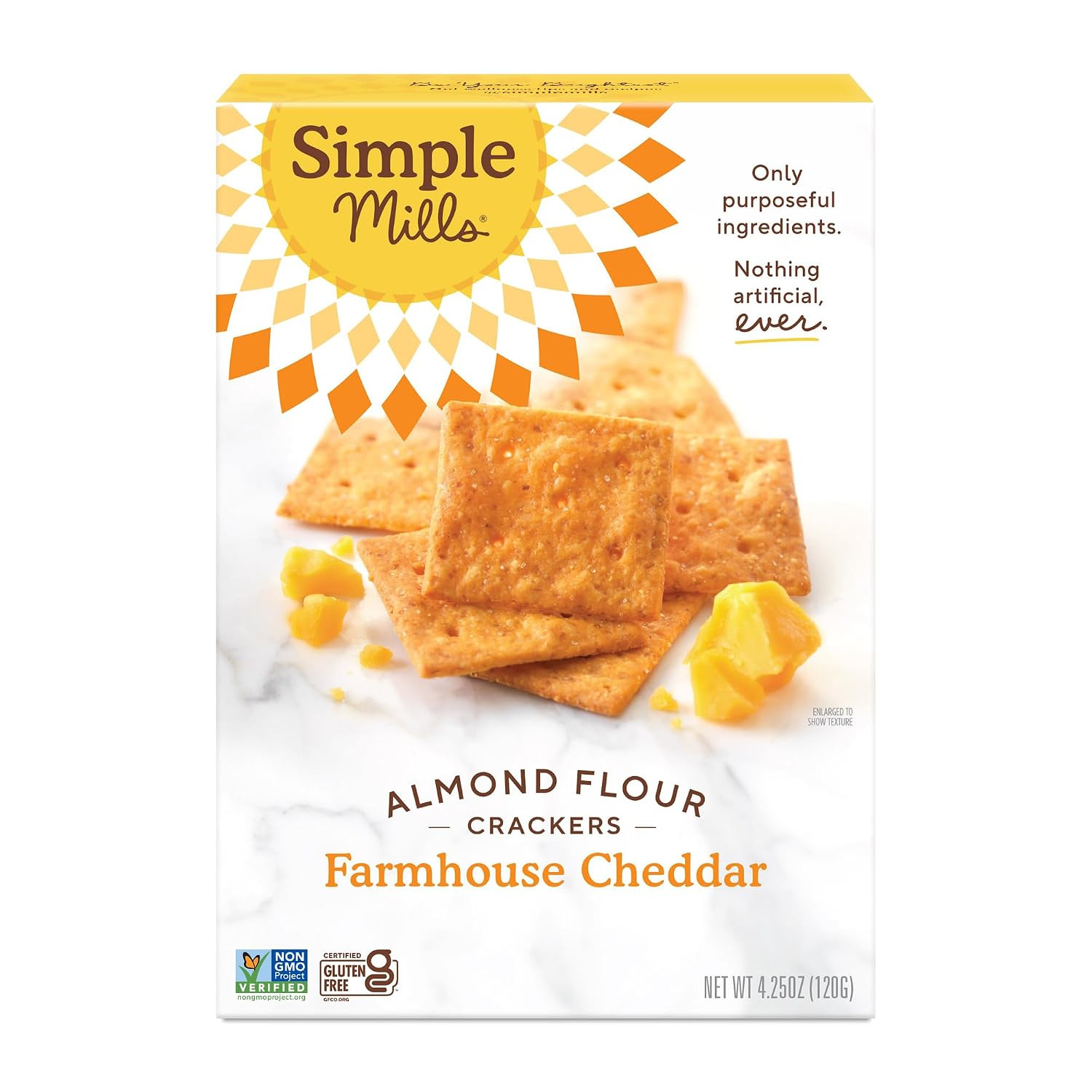 Simple Mills Almond Flour Crackers, Farmhouse Cheddar, 1pk, 4.25oz | Amazon (US)