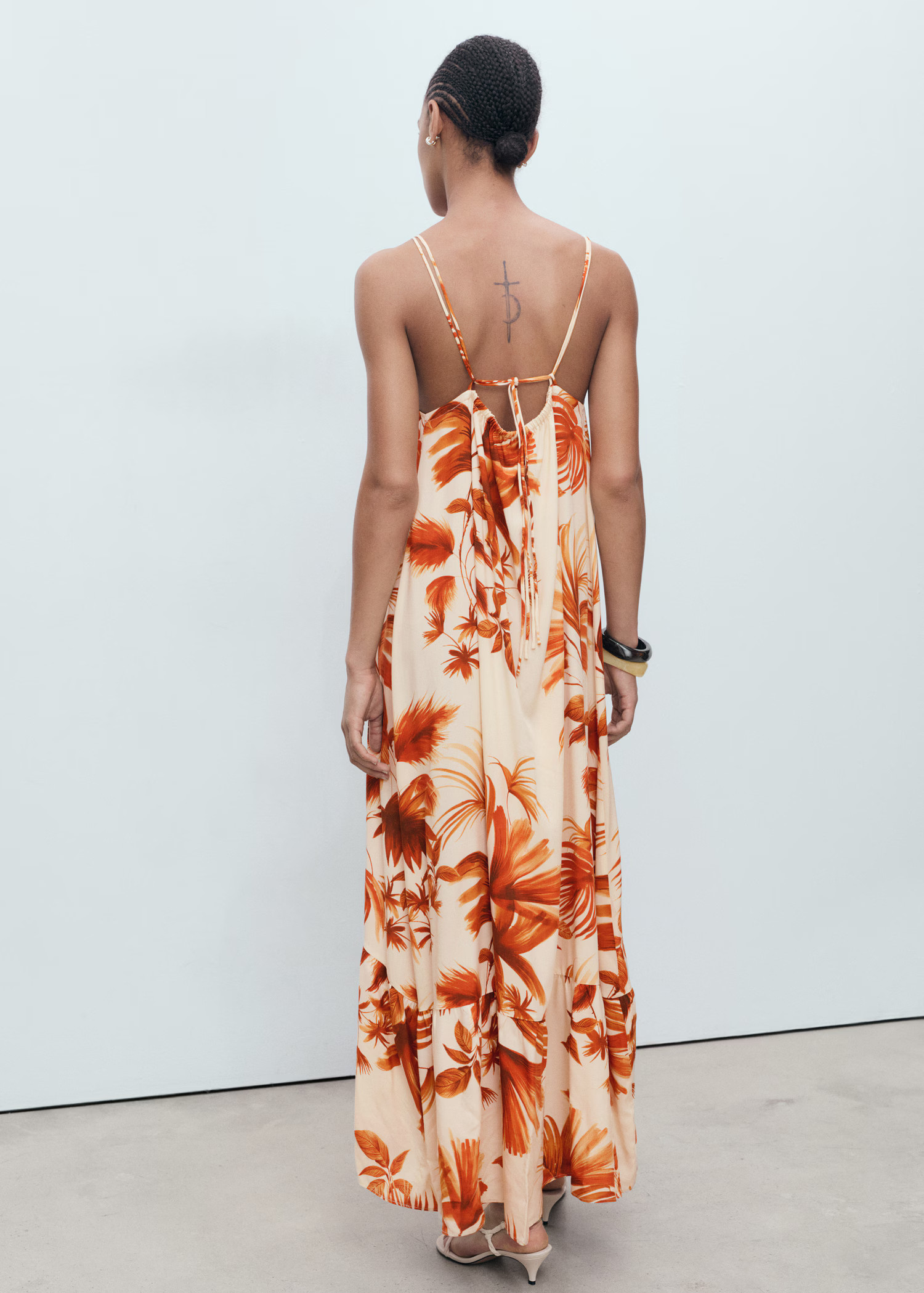 Palm-tree print halter dress | MANGO (UK)