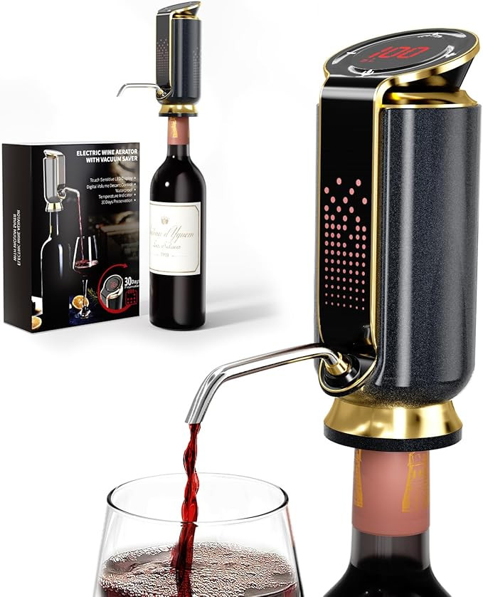 Luxurious 3-in-1 Electric Wine Aerator, Dispenser & Vacuum Pump - Wine Preservation System - Gift... | Amazon (US)