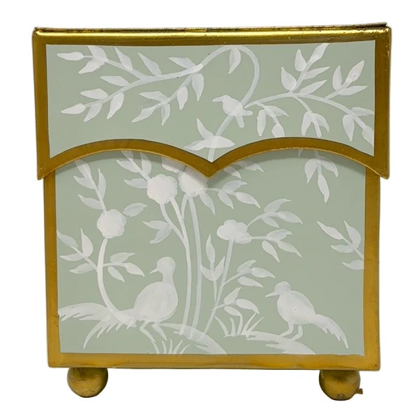 Pale Green & White Chinoiserie Tissue Holder: Final Sale | The Enchanted Home