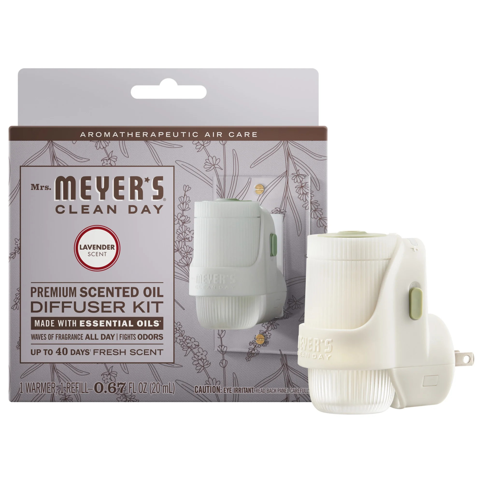 Mrs. Meyer's Lavender Scented Oil Diffuser Starter Kit, Plug-in, 1 Warmer & 0.67 fl oz Refill - W... | Walmart (US)