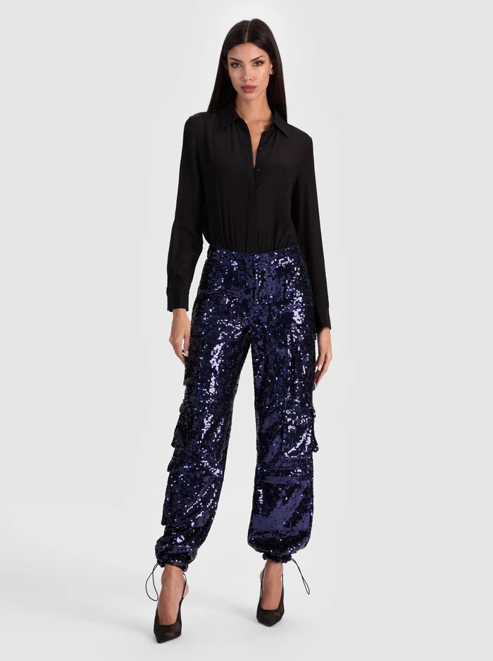 OLYMPIA SEQUIN CARGO PANT | Alice + Olivia