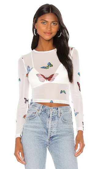 Ari Butterfly Mesh Top in Multi | Revolve Clothing (Global)