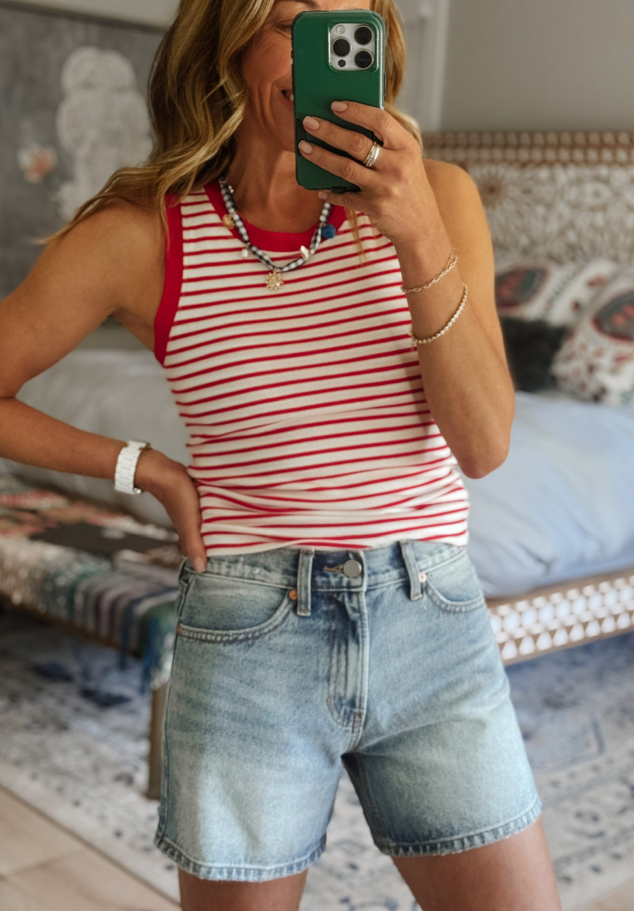 Red, white and blue denim are always in style!! 

 #LTKgrwm #LTKootd #LTKmomlife