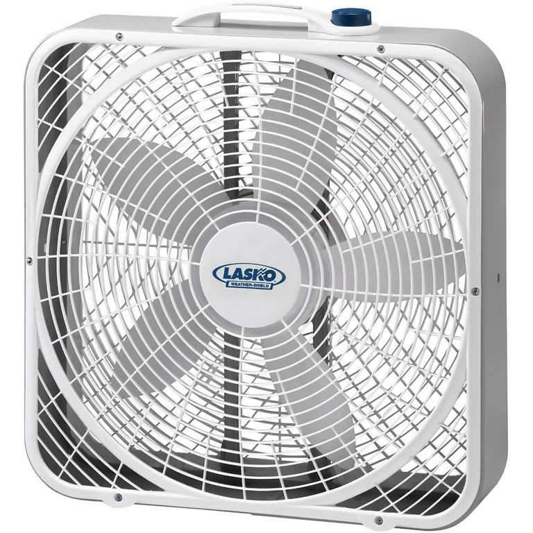 Lasko 20" Weather-Shield Performance Box Fan with 3 Speeds, 3720, White, 21.25" L, New | Walmart (US)