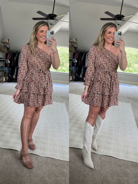 •Cutest floral dress! TTS - M (size up 1 if in between - perfect snug fit on me) 
•Braided heels outfit perfect for a wedding or shower. TTS & so comfy. 
•Pearl cowboy boots sized up 1 & so comfy. 🤠✨


#LTKwedding #LTKunder50 #LTKFestival