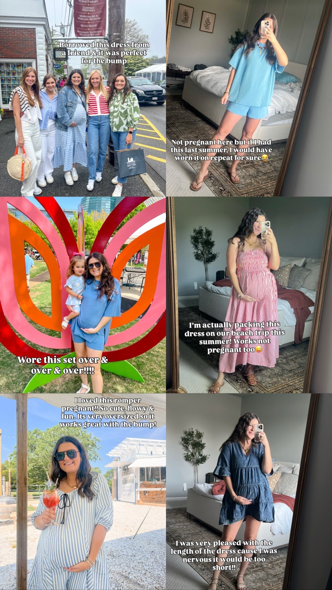 Bump friendly summer outfits, perfect for a beach vacation or the 4th of July! 

Blue matching sets- both size L, I sized up 
Blue striped romper- M, true size, can even size down if needed (I would size down if not pregnant) 
Red stripe dress & denim dress - m, maternity, tts 

Comfy outfits / comfy mom outfits / pregnant outfits / summer pregnant outfits / summer outfits / bump friendly outfits / summer bump friendly outfits / summer style / maternity outfit / bump friendly dress / summer pregnancy / 4th of July outfit / matching set / striped dress / beach vacation outfit / summer outfit inspo

#LTKmomlife #LTKBump