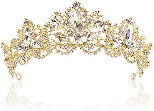 Exacoo Pink Tiara for Women Gold Crown for Girls Wedding Princess Birthday Crystal Rhinestones He... | Amazon (US)