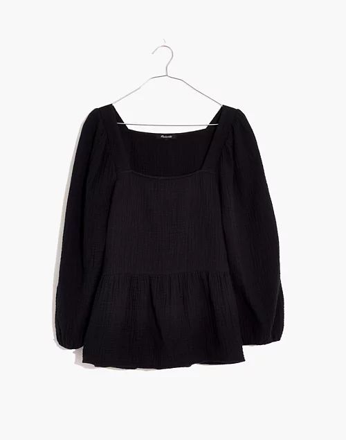 Lightspun Millbrook Puff-Sleeve Peplum Top | Madewell