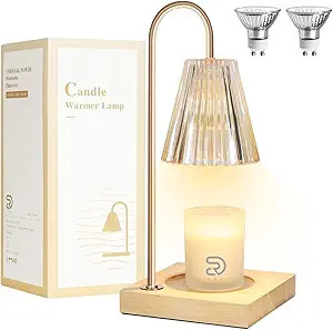 Candle Warmer Lamps, Dimmable Candle Lamp with Wood Base, Top Down Candle Warmer on Table, Electr... | Amazon (US)