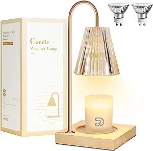 Candle Warmer Lamps, Dimmable Candle Lamp with Wood Base, Top Down Candle Warmer on Table, Electr... | Amazon (US)