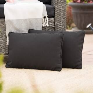 Noble House Coronado Black Rectangle Outdoor Throw Pillow (2-Pack)-14577 - The Home Depot | The Home Depot