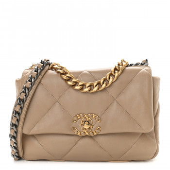 Lambskin Quilted Medium Chanel 19 Flap Dark Beige | FASHIONPHILE (US)