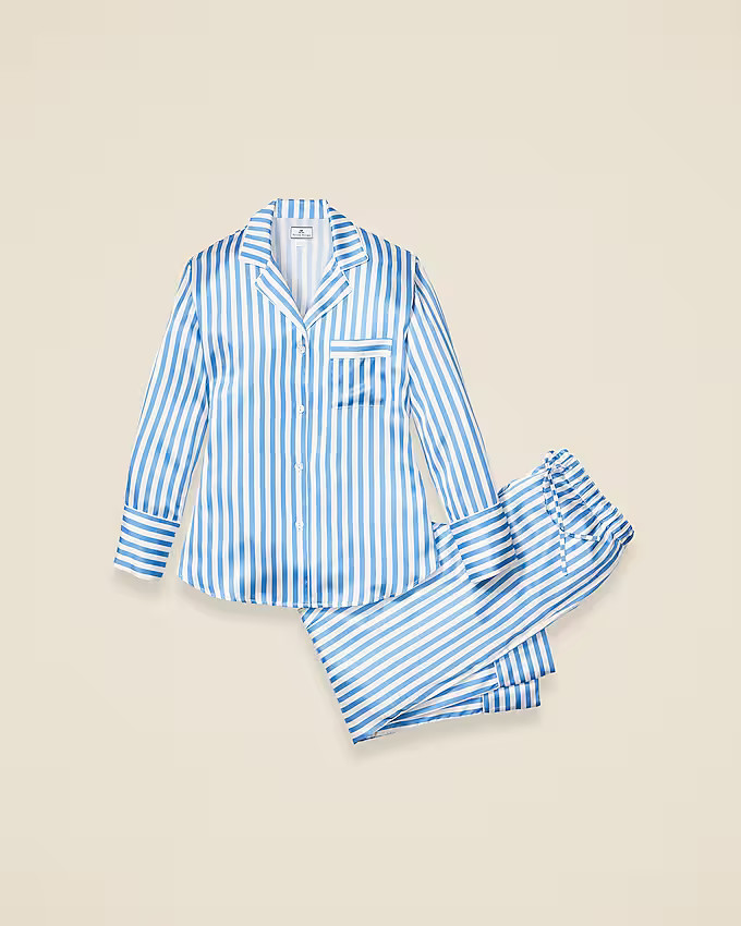 Petite Plume™ women's pajama set in mulberry silk stripe | J. Crew US