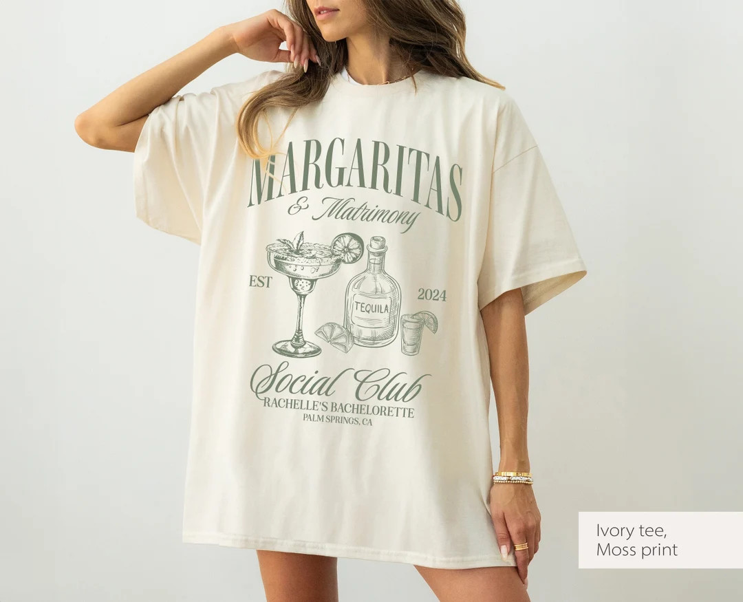 Margaritas and Matrimony Comfort Colors Tee, Margarita Bachelorette Party Shirt, Tequila Bachelor... | Etsy (US)