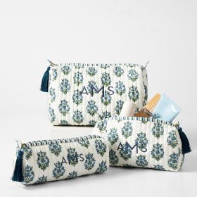Block Print Quilted Cosmetic Pouch, Set of 3 | Mark and Graham