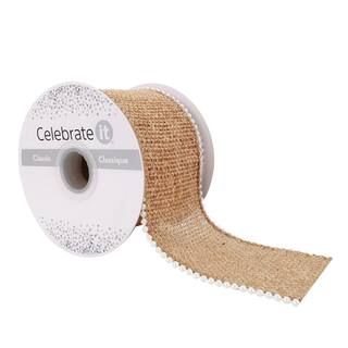 2.5" x 3yd. Burlap & Beaded Wired Ribbon by Celebrate It® Classic | Michaels Stores