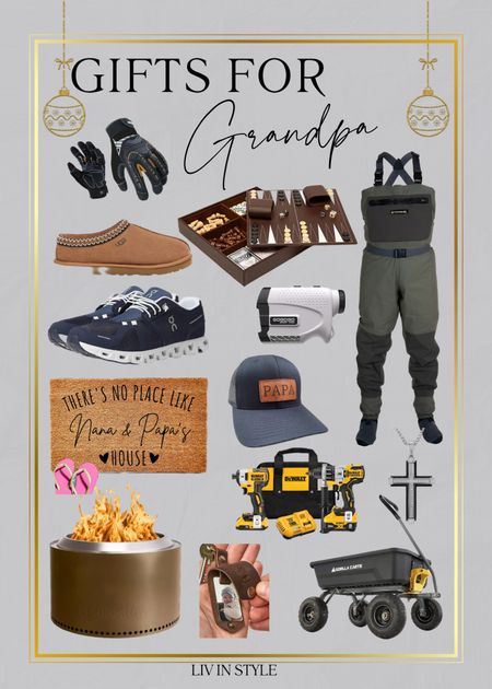Holiday Gift Guide for everyone’s favorite grandpa! Working gloves, slippers, games, waders for your fisherman, sneakers, a range finder for the golfer, personalized doormat, personalized trucker hat, tools, cross necklace, solostove, personalized keychain with a picture of his favorite kiddos and a work wagon! 

#LTKHoliday #LTKmens #LTKGiftGuide