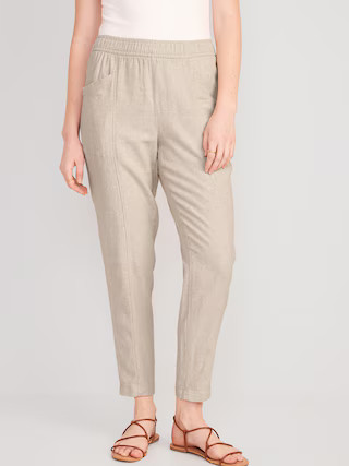 High-Waisted Cropped Linen-Blend Tapered Pants for Women | Old Navy (US)