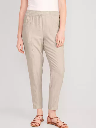 High-Waisted Cropped Linen-Blend … curated on LTK