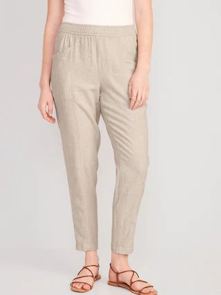 High-Waisted Cropped Linen-Blend Tapered Pants | Old Navy (US)