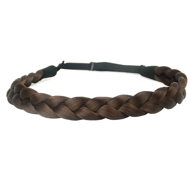 DIGUAN Synthetic Hair Braided Headband Classic Chunky Wide Plaited Braids Elastic Stretch Hairpie... | Amazon (US)