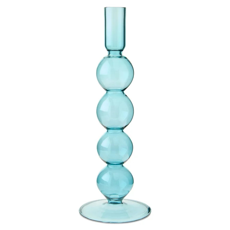 Medium Blue Glass Christmas Taper Candle Holder, 10", by Holiday Time | Walmart (US)