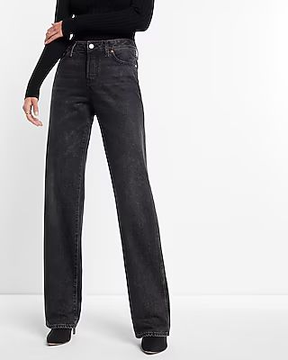 Low Rise Black Baggy Straight Jeans | Express