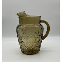 Smoky Brown Bubble Sided Pitcher/Vintage Glass Beverage Pitcher | Etsy (US)