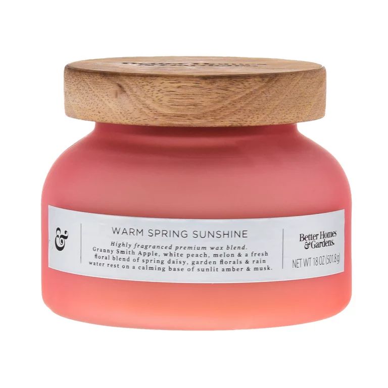Better Homes & Gardens 18oz Warm Spring Sunshine Scented 2-Wick Frosted Bell Jar Candle - Walmart... | Walmart (US)