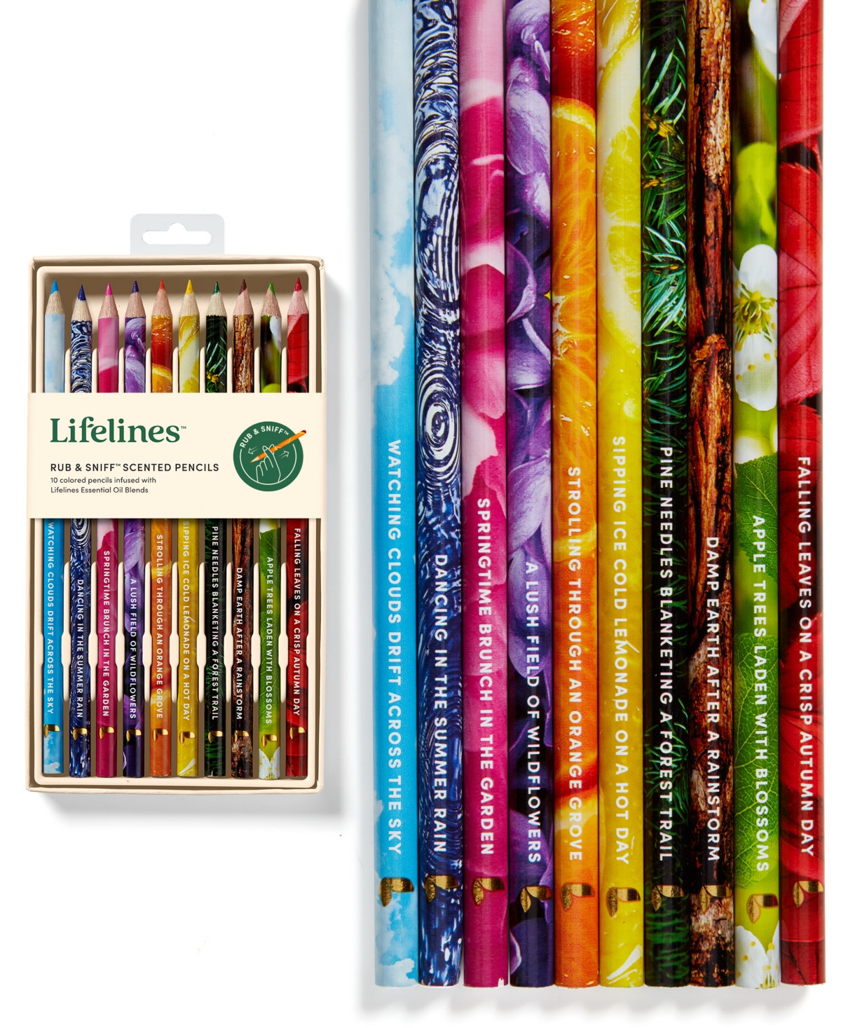 Lifelines Rub & Sniff Scented Colored Pencils - 10 Pack Infused with Essential Oil Blends - Multi Colored | Macy's