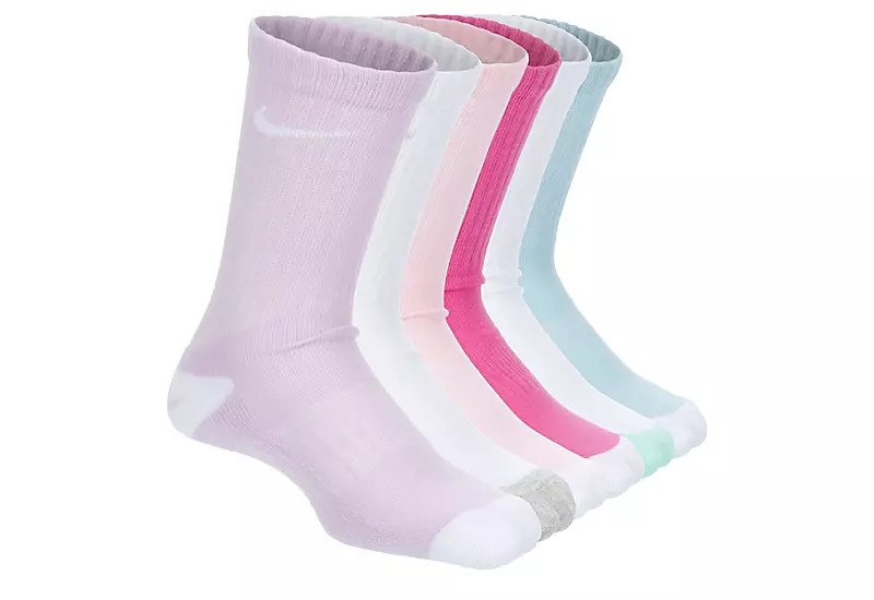 GIRLS SMILEY CREW SOCKS 6 PAIRS | Rack Room Shoes