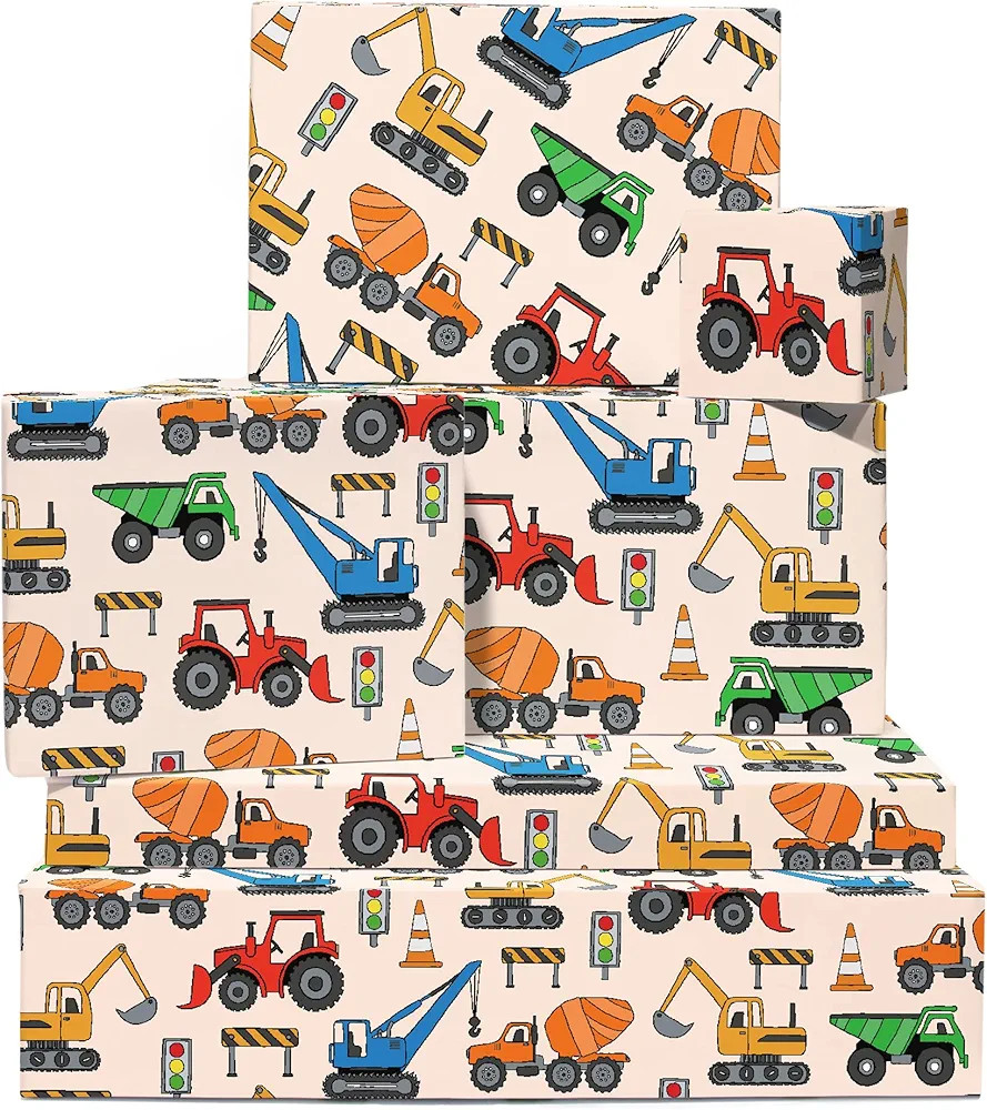 CENTRAL 23 Birthday Boy Wrapping Paper - Construction - Building Site - (6x) Gift Wrap Sheets - K... | Amazon (US)