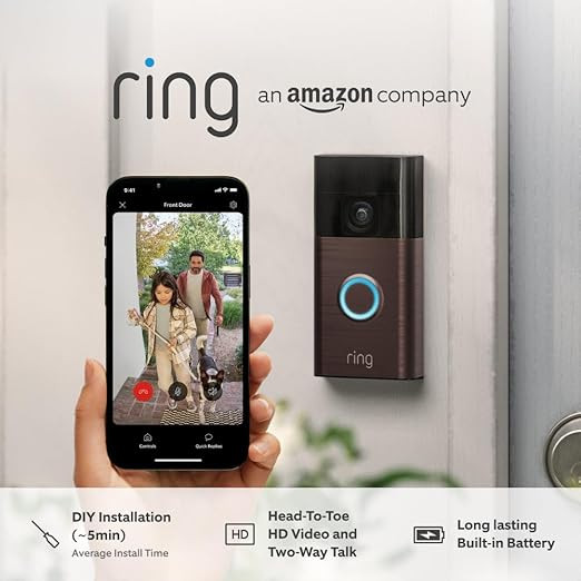 Ring Battery Video Doorbell (2024 release)| DIY Wireless Video Doorbell Camera I Head-To-Toe View... | Amazon (UK)