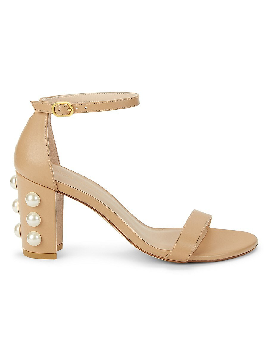 Stuart Weitzman Women's Women's Nearly Nude Leather Block-Heel Sandals - Adobe - Size 12 | Saks Fifth Avenue OFF 5TH