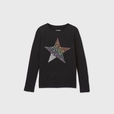 Girls' Long Sleeve Rainbow Star Graphic T-Shirt - Cat & Jack™ Black | Target