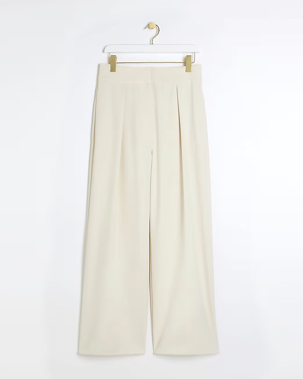 Cream pleated wide leg trousers | River Island (UK & IE)