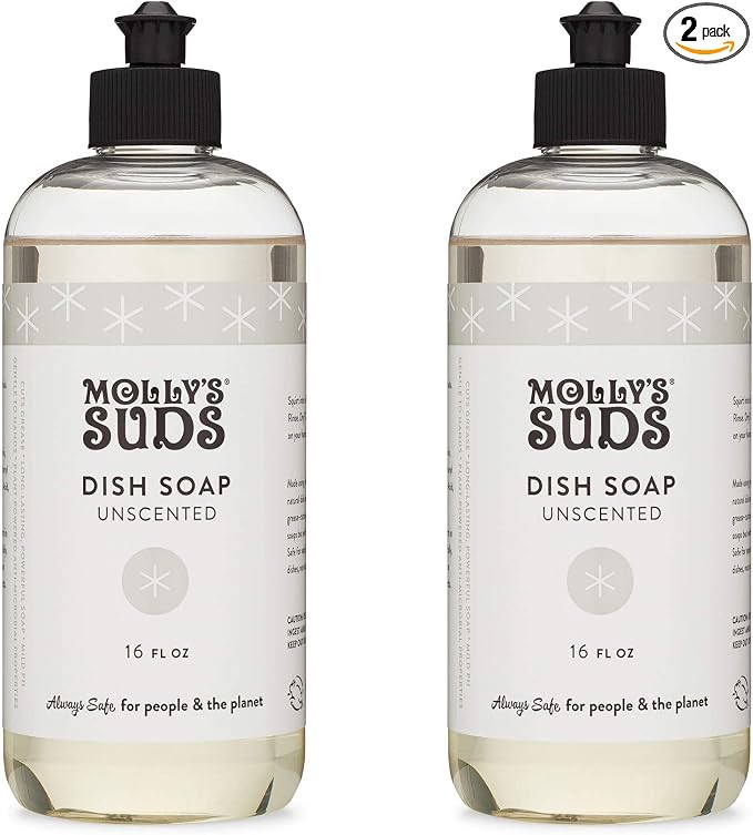 Molly's Suds Natural Liquid Dish Soap | Long-Lasting, Powerful Plant-Powered Ingedients | Unscent... | Amazon (US)