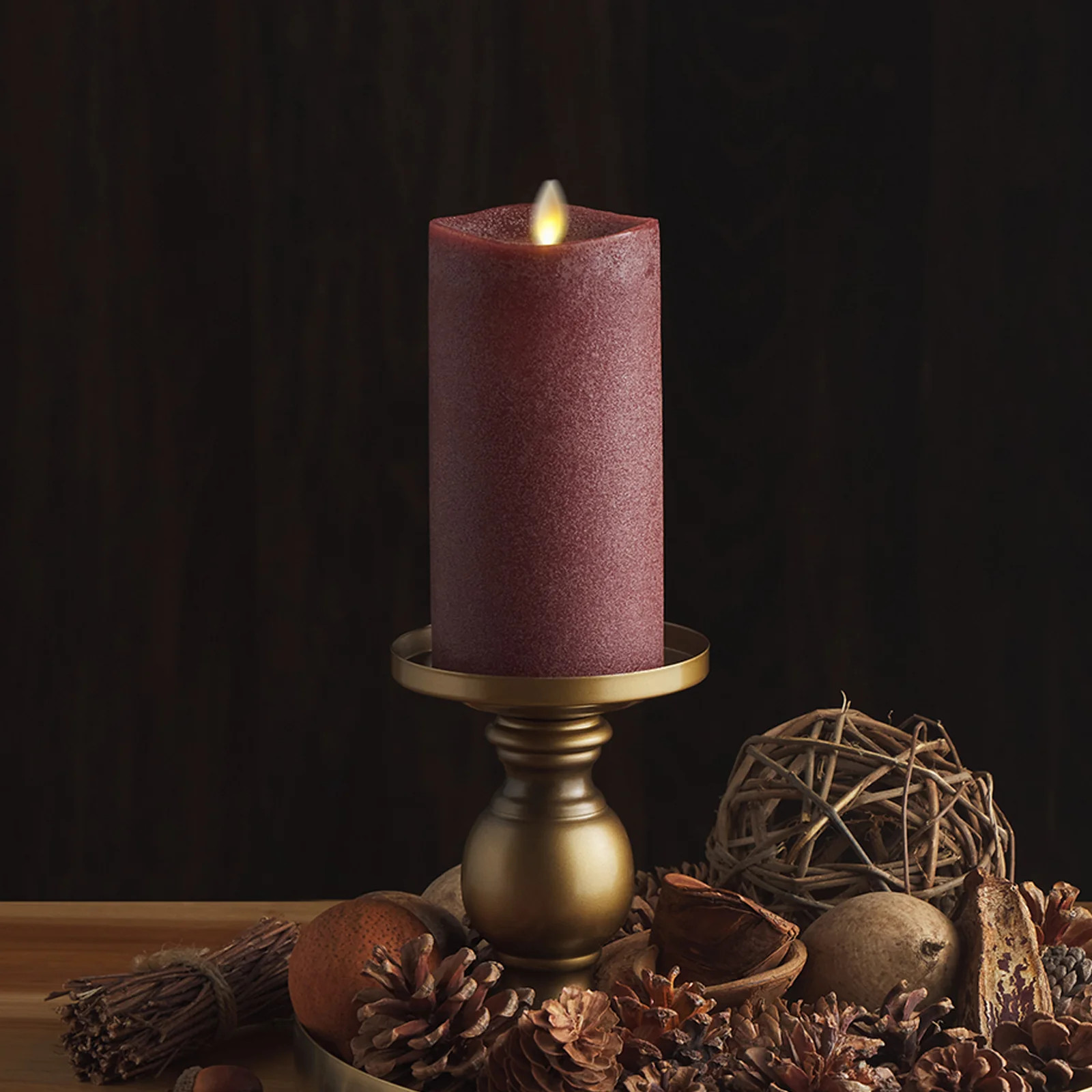 Chalky Raisin Flameless Candle Pillar | Luminara