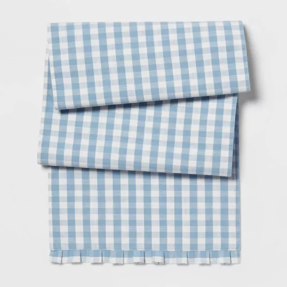 72" x 14" Cotton Gingham Kitchen Table Runner Blue - Threshold™ | Target
