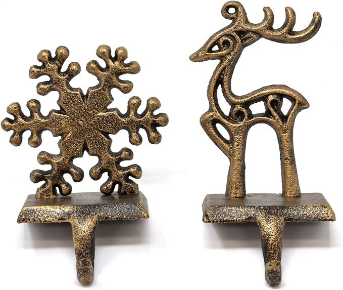 Gift Boutique Christmas Stocking Holder Set of 2 Metal Reindeer and Snowflake Stockings Hanger Ho... | Amazon (US)