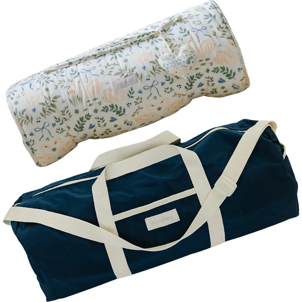 Nap Mat Set (Swan, Navy Bag) | Maisonette