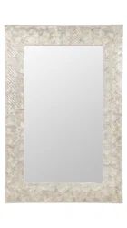 Rosecliff Heights Capiz Seashell Mosaic Rectangular Decorative Wall Mirror, Pearlescent White | Wayfair Professional