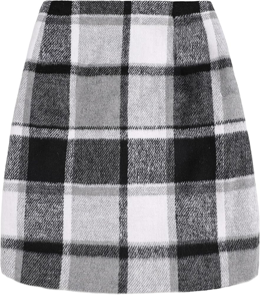 Plaid Skirts for Women High Waisted Fall Bodycon A Line Pencil Plaid Mini Skirt | Amazon (US)