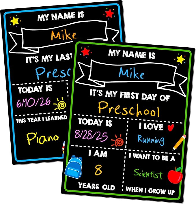 First Day of School Chalkboard, Reusable Back to School Sign, 14 x 11 in Beautiful Double Sized F... | Amazon (US)