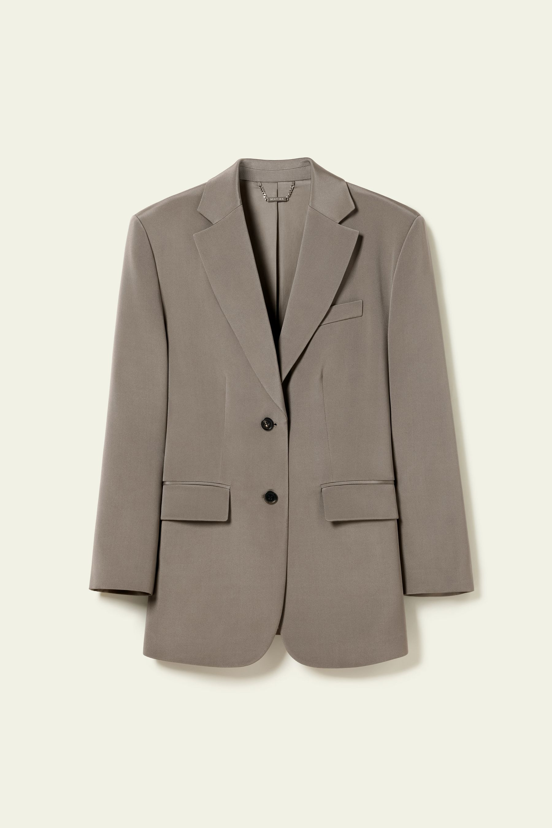 Oversized Padded-Shoulder Silk Blazer | LILYSILK