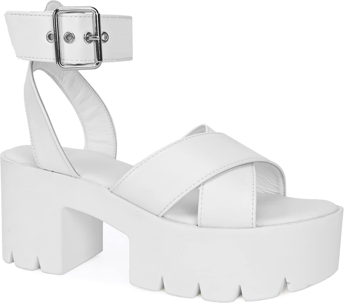 READYSALTED Women's Open Toe Strappy Platform Block Heel Sandals(JAFFA43) | Amazon (US)