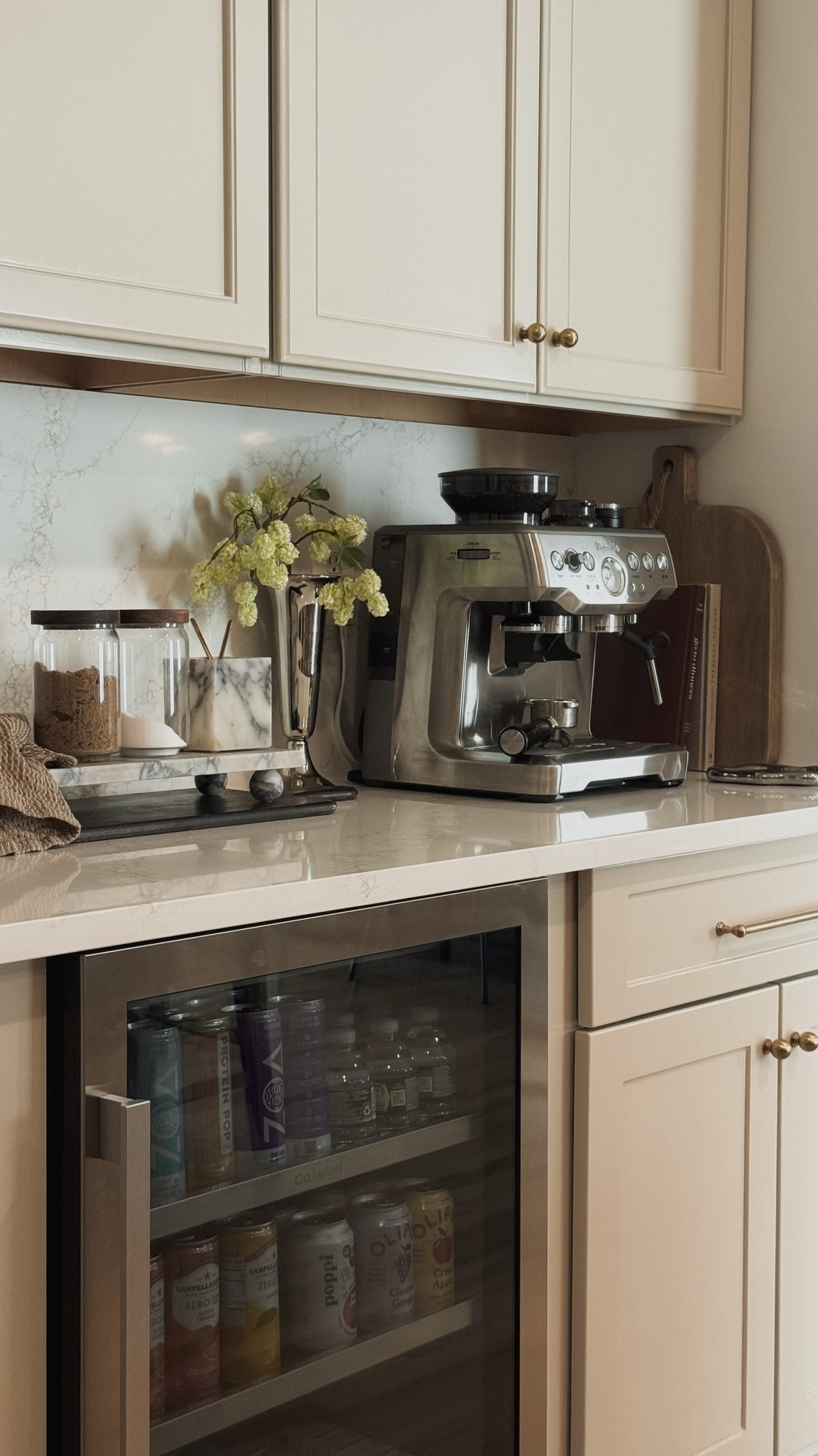 Coffee bar, kitchen decor, espresso maker, dry bar, mini fridge, kitchen counter decor, accessible beige cabinets

#LTKHome