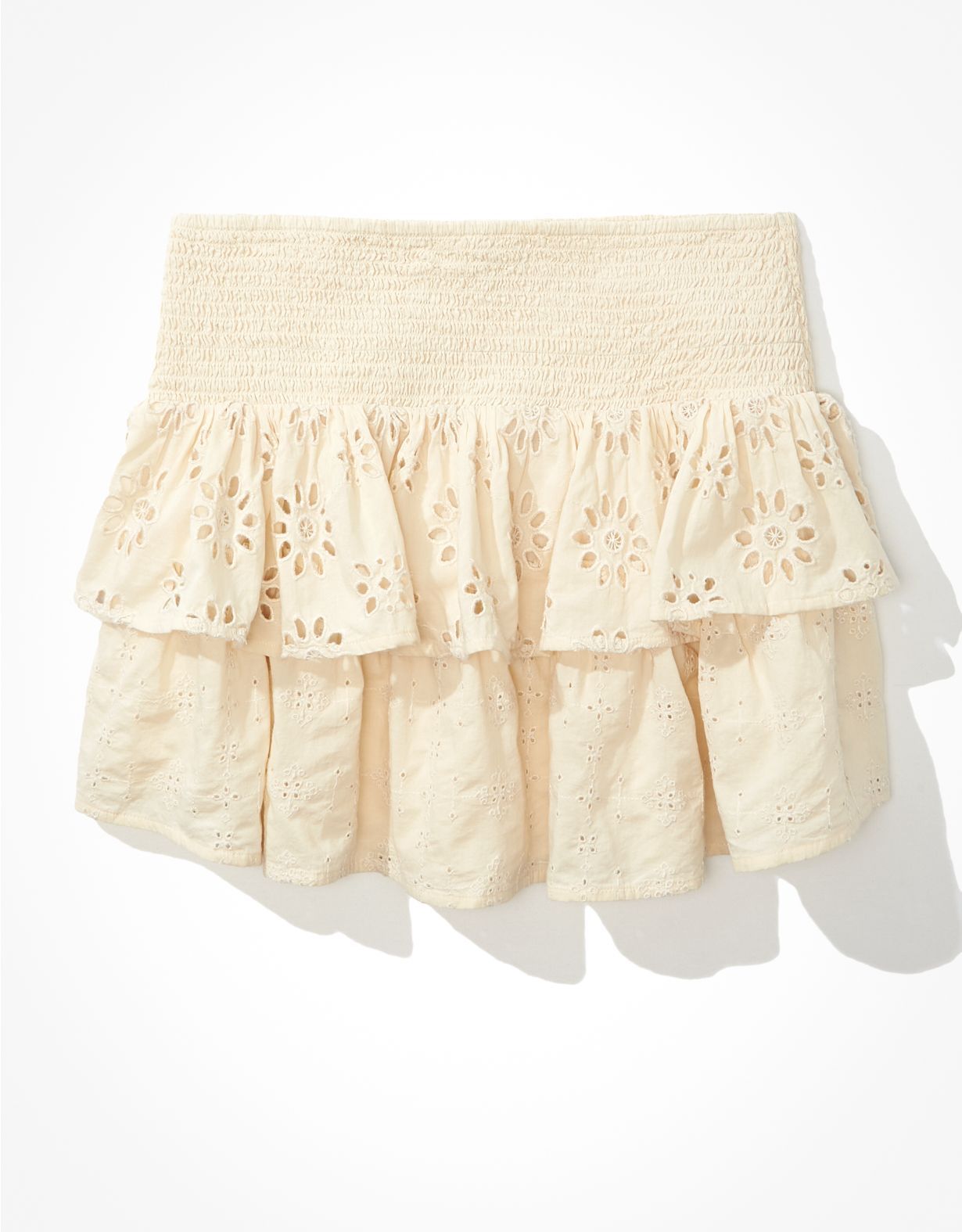 AE Smocked Ruffle Mini Skirt | American Eagle Outfitters (US & CA)